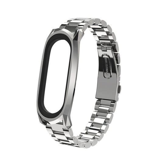 For Xiaomi Mi Band 6 / 5 / 4 / 3 Mijobs Three Beads Metal GT Stainless Steel Watch Band(Silver) - Watch Bands by MIJOBS | Online Shopping South Africa | PMC Jewellery | Buy Now Pay Later Mobicred