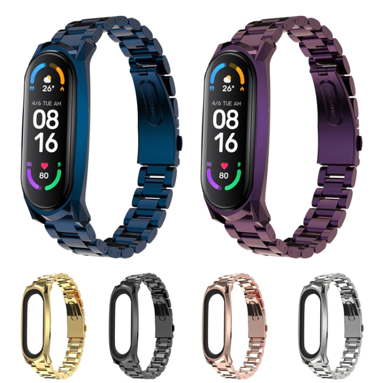 For Xiaomi Mi Band 6 / 5 / 4 / 3 Mijobs Three Beads Metal GT Stainless Steel Watch Band(Silver) - Watch Bands by MIJOBS | Online Shopping South Africa | PMC Jewellery | Buy Now Pay Later Mobicred