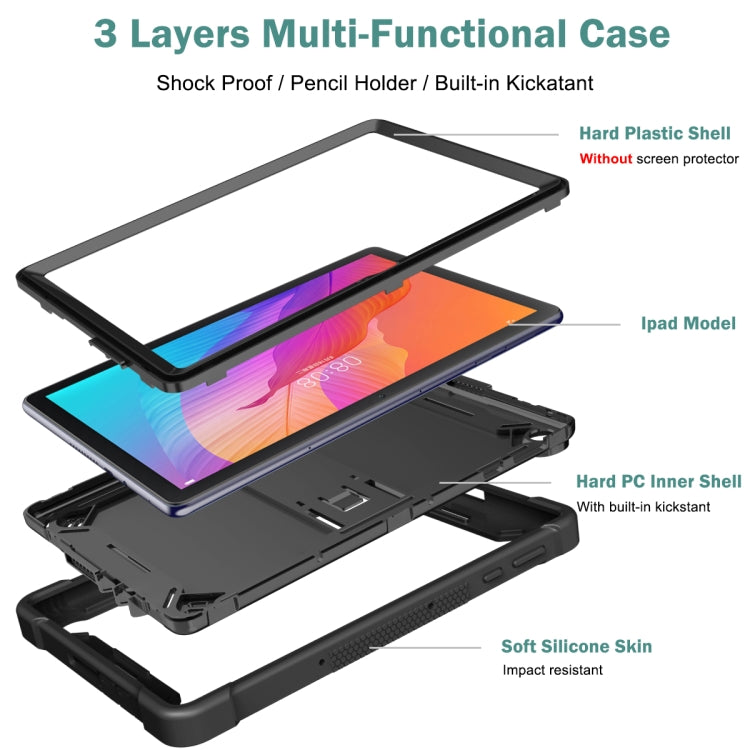 For Huawei MatePad T 10s / 10 Silicone + PC Shockproof Protective Case with Holder(Black) - Huawei by PMC TechLife | Online Shopping South Africa | PMC TechLife | Buy Now Pay Later Mobicred