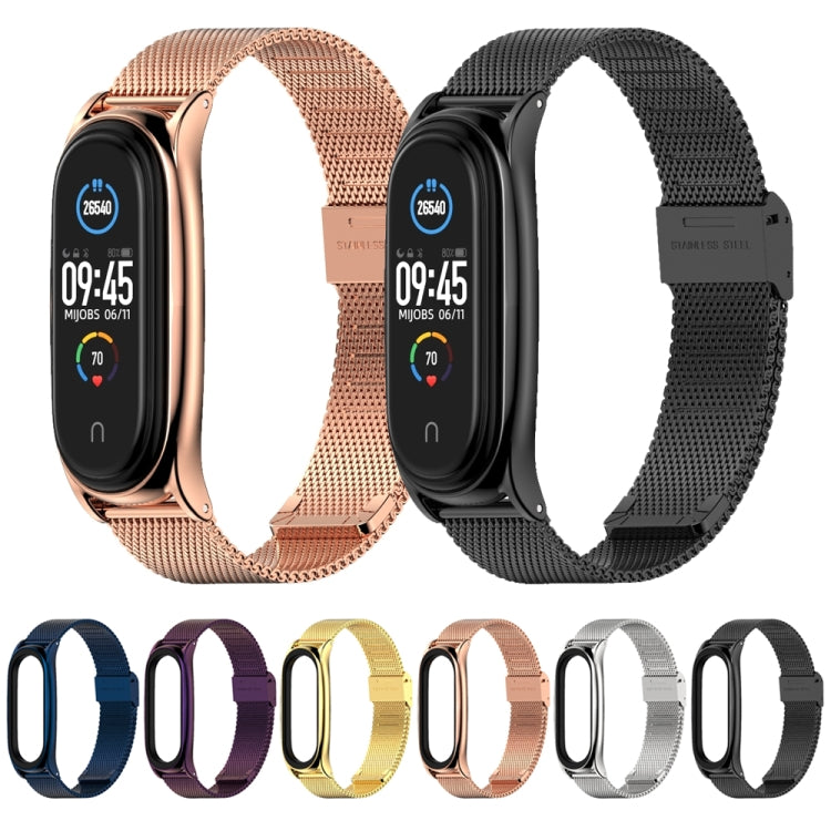 For Xiaomi Mi Band 6 / 5 / 4 / 3 Mijobs Milan Buckle Plus Stainless Steel Watch Band(Black) - Watch Bands by MIJOBS | Online Shopping South Africa | PMC Jewellery | Buy Now Pay Later Mobicred