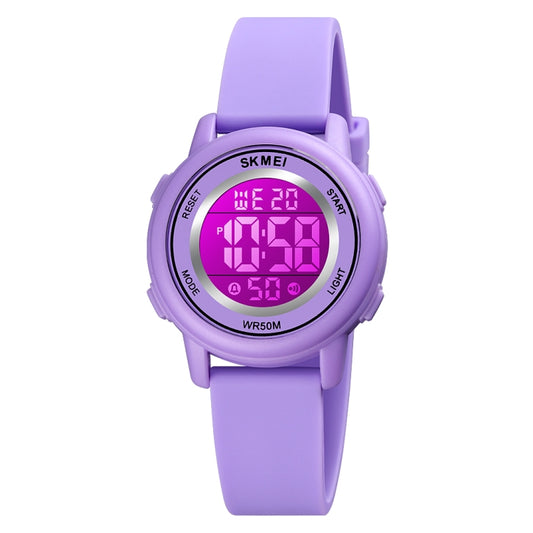 SKMEI 1721 Triplicate Round Dial LED Digital Display Luminous Silicone Strap Electronic Watch(Purple) - LED Digital Watches by SKMEI | Online Shopping South Africa | PMC Jewellery | Buy Now Pay Later Mobicred