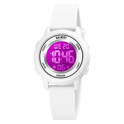 SKMEI 1721 Triplicate Round Dial LED Digital Display Luminous Silicone Strap Electronic Watch(White) - LED Digital Watches by SKMEI | Online Shopping South Africa | PMC Jewellery | Buy Now Pay Later Mobicred