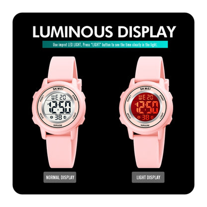 SKMEI 1721 Triplicate Round Dial LED Digital Display Luminous Silicone Strap Electronic Watch(Pink Blue) - LED Digital Watches by SKMEI | Online Shopping South Africa | PMC Jewellery | Buy Now Pay Later Mobicred