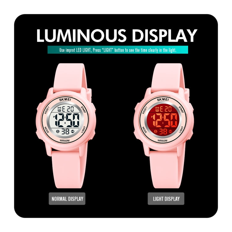 SKMEI 1721 Triplicate Round Dial LED Digital Display Luminous Silicone Strap Electronic Watch(Pink) - LED Digital Watches by SKMEI | Online Shopping South Africa | PMC Jewellery | Buy Now Pay Later Mobicred