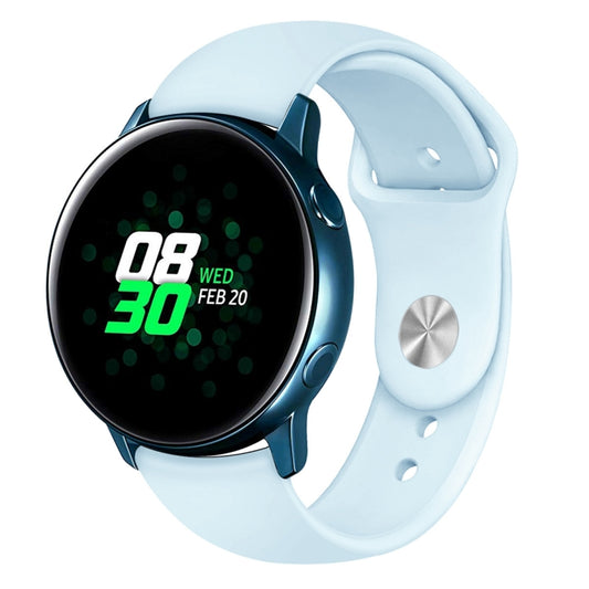 For Samsung Galaxy Watch Active2 Bluetooth Version 44mm Smart Watch Solid Color Silicone Watch Band, Size:L (Light Blue) - Watch Bands by PMC Jewellery | Online Shopping South Africa | PMC Jewellery | Buy Now Pay Later Mobicred