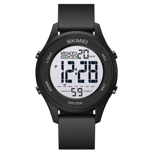 SKMEI 1758 Multifunctional LED Digital Display Luminous Silicone Strap Electronic Watch(Black White) - LED Digital Watches by SKMEI | Online Shopping South Africa | PMC Jewellery | Buy Now Pay Later Mobicred