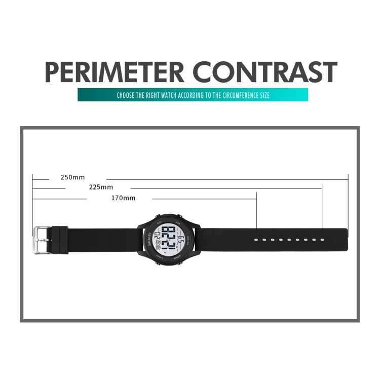 SKMEI 1758 Multifunctional LED Digital Display Luminous Silicone Strap Electronic Watch(Black White) - LED Digital Watches by SKMEI | Online Shopping South Africa | PMC Jewellery | Buy Now Pay Later Mobicred