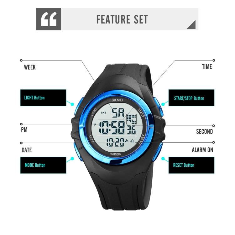 SKMEI 1790 Triplicate Round LED Dual Time Digital Display Luminous Electronic Watch for Men(Blue Black) - LED Digital Watches by SKMEI | Online Shopping South Africa | PMC Jewellery | Buy Now Pay Later Mobicred