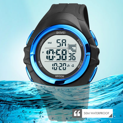 SKMEI 1790 Triplicate Round LED Dual Time Digital Display Luminous Electronic Watch for Men(Blue Black) - LED Digital Watches by SKMEI | Online Shopping South Africa | PMC Jewellery | Buy Now Pay Later Mobicred