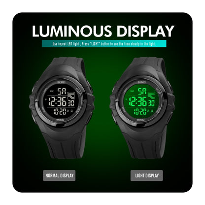 SKMEI 1790 Triplicate Round LED Dual Time Digital Display Luminous Electronic Watch for Men(Silver Black) - LED Digital Watches by SKMEI | Online Shopping South Africa | PMC Jewellery | Buy Now Pay Later Mobicred