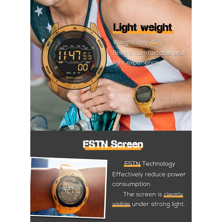 NORTH EDGE Mars Men Luminous Digital Waterproof Smart Sports Watch, Support Alarm Clock & Countdown & Sports Mode(Black) - Sport Watches by NORTH EDGE | Online Shopping South Africa | PMC Jewellery | Buy Now Pay Later Mobicred