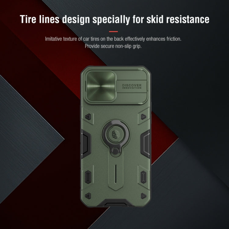 For iPhone 13 Pro Max NILLKIN Shockproof CamShield Armor Protective Case with Invisible Ring Holder (Green) - iPhone 13 Pro Max Cases by NILLKIN | Online Shopping South Africa | PMC TechLife