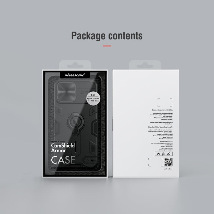 For iPhone 13 Pro Max NILLKIN Shockproof CamShield Armor Protective Case with Invisible Ring Holder (Green) - iPhone 13 Pro Max Cases by NILLKIN | Online Shopping South Africa | PMC TechLife