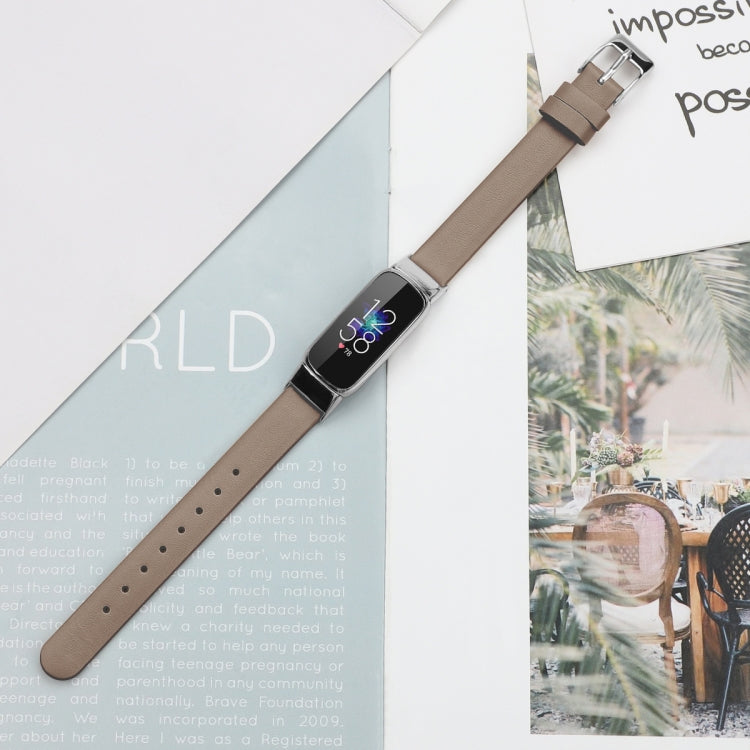 For Fitbit Luxe Leather Watch Band, Size:S(Grey) - Watch Bands by PMC TechLife | Online Shopping South Africa | PMC TechLife | Buy Now Pay Later Mobicred
