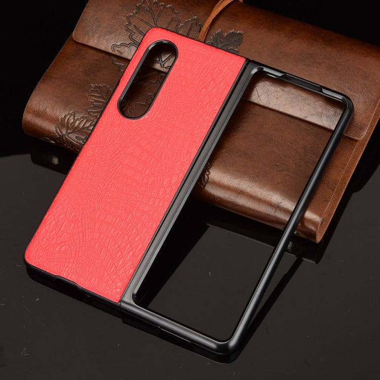 For Samsung Galaxy Z Fold3 5G Shockproof Crocodile Texture PC + PU Case(Red) - free shipping - PMC TechLife - Order now!