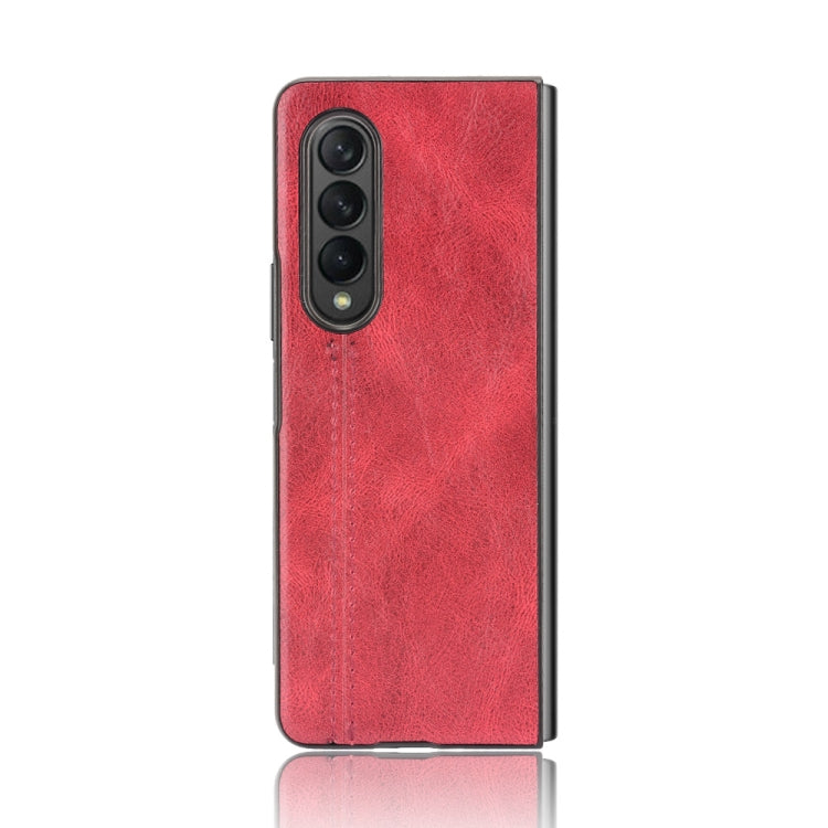 For Samsung Galaxy Z Fold3 5G Shockproof Sewing Cow Pattern Skin PC + PU + TPU Case(Red) - free shipping - PMC TechLife - Order now!