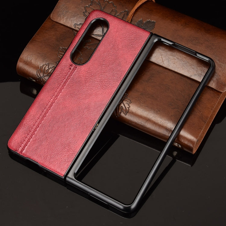 For Samsung Galaxy Z Fold3 5G Shockproof Sewing Cow Pattern Skin PC + PU + TPU Case(Red) - free shipping - PMC TechLife - Order now!