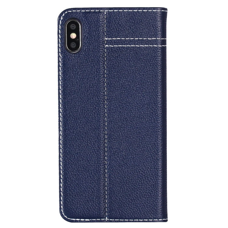 For iPhone XS / X GEBEI Top-grain Leather Horizontal Flip Protective Case with Holder & Card Slots(Blue) - More iPhone Cases by GEBEI | Online Shopping South Africa | PMC Jewellery