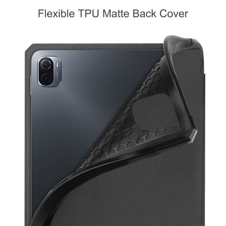 For Xiaomi Pad 5 / 5 Pro Custer Texture Horizontal Flip Leather Case with Three-folding Holder & Sleep / Wake-up Function(Black) - More Tablet Cases by PMC TechLife | Online Shopping South Africa | PMC TechLife