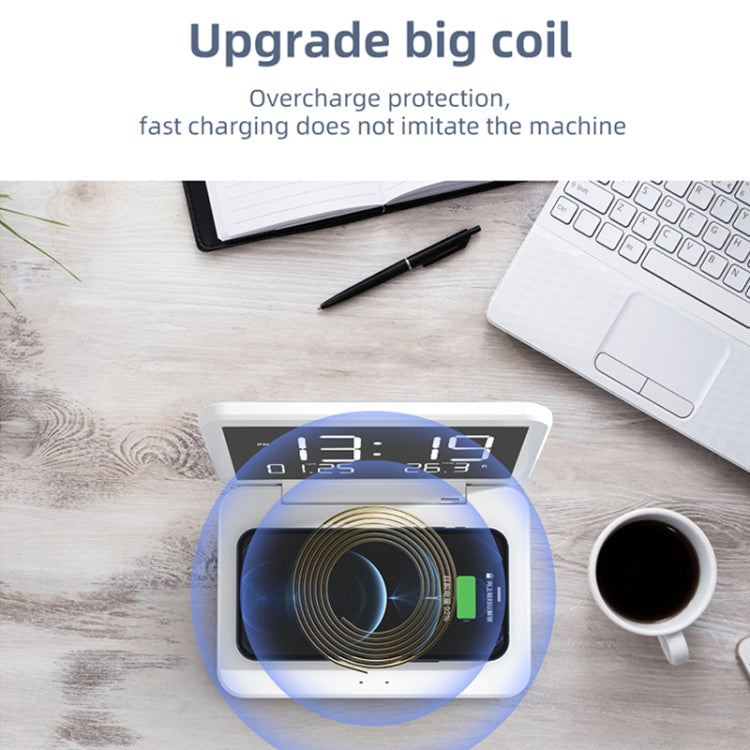 SY-118 15W Foldable Mirror Surface Perpetual Desk Calendar Clock Wireless Charger with Alarm Clock & Three-level Brightness Adjustable Function(Black) - Wireless Charger by PMC TechLife | Online Shopping South Africa | PMC TechLife
