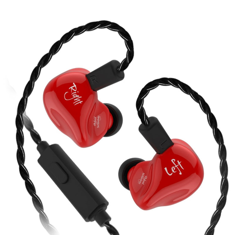 KZ ZS4 Ring Iron Hybrid Drive In-ear Wired Earphone, Mic Version(Red) - In Ear Wired Earphone by KZ | Online Shopping South Africa | PMC Jewellery | Buy Now Pay Later Mobicred