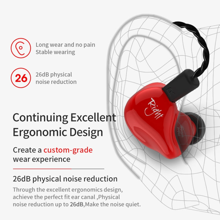 KZ ZS4 Ring Iron Hybrid Drive In-ear Wired Earphone, Mic Version(Red) - In Ear Wired Earphone by KZ | Online Shopping South Africa | PMC Jewellery | Buy Now Pay Later Mobicred