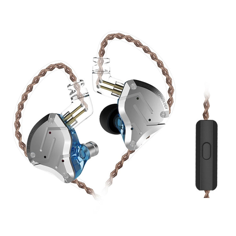 KZ ZS10 Pro 10-unit Ring Iron Gaming In-ear Wired Earphone, Mic Version(Blue) - In Ear Wired Earphone by KZ | Online Shopping South Africa | PMC Jewellery | Buy Now Pay Later Mobicred