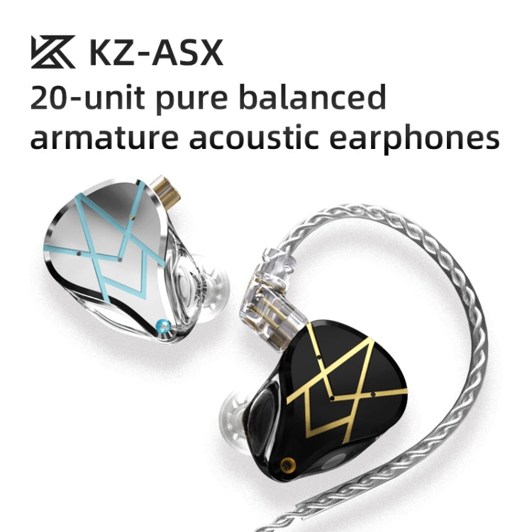 KZ ASX 20-unit Balance Armature Monitor HiFi In-Ear Wired Earphone No Mic(Black) - In Ear Wired Earphone by KZ | Online Shopping South Africa | PMC Jewellery | Buy Now Pay Later Mobicred