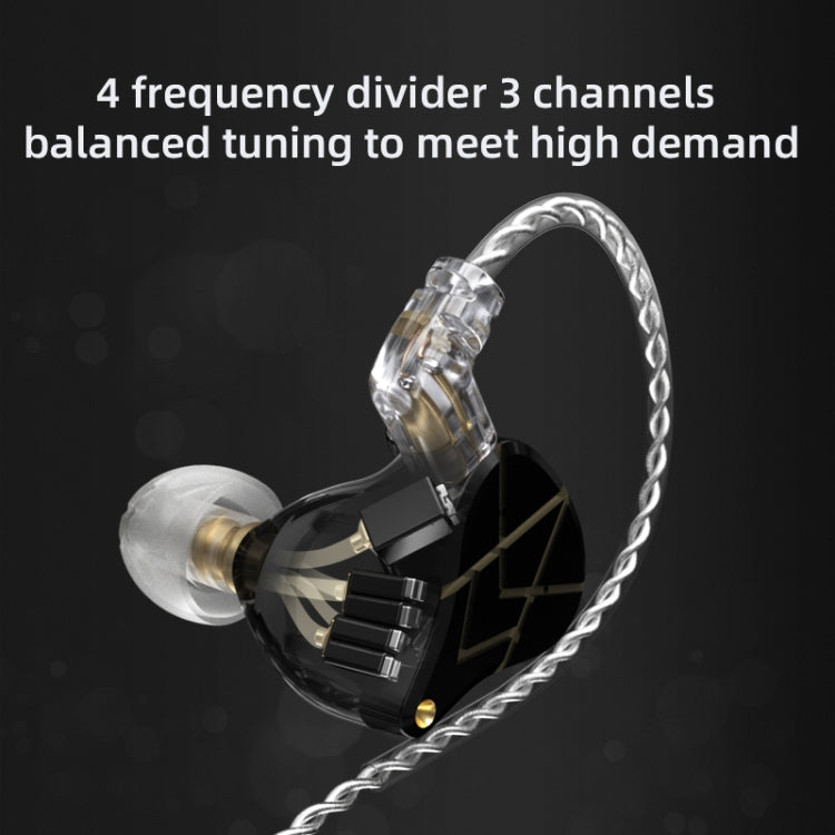 KZ ASX 20-unit Balance Armature Monitor HiFi In-Ear Wired Earphone No Mic(Black) - In Ear Wired Earphone by KZ | Online Shopping South Africa | PMC Jewellery | Buy Now Pay Later Mobicred