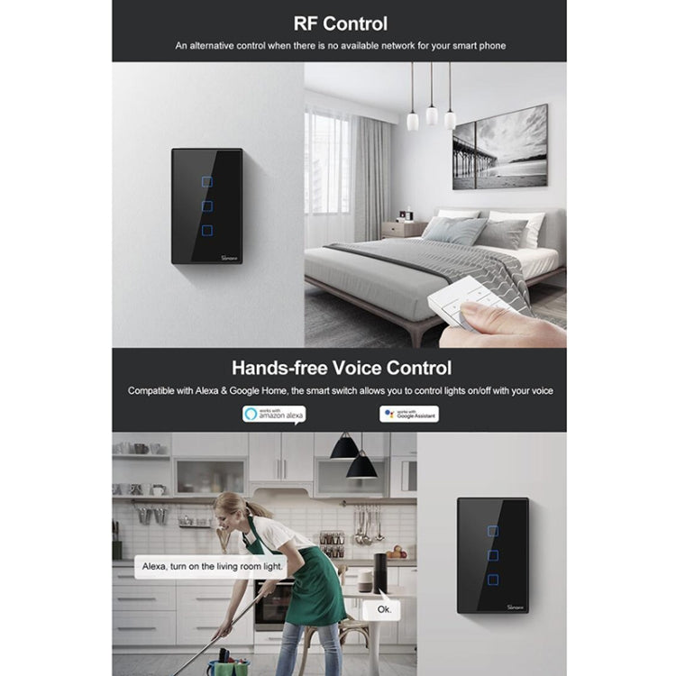 Sonoff T3 US-TX 433 RF WIFI Smart Remote Control Wall Touch Switch, US Plug, Style:Double Buttons - free shipping - PMC TechLife - Order now!