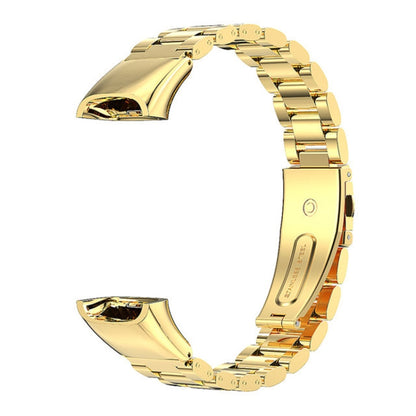 For Huawei Band 6 / Honor Band 6 / 7 MIJOBS Three Strains Stainless Steel Metal Buckle Watch Band(Gold) - Watch Bands by MIJOBS | Online Shopping South Africa | PMC Jewellery | Buy Now Pay Later Mobicred