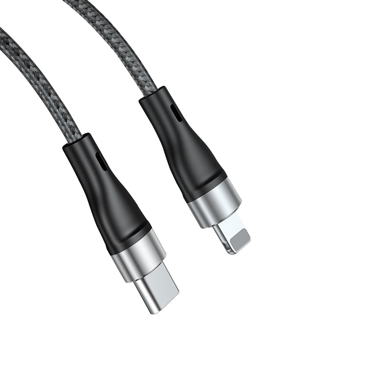 ADC-003 USB-C / Type-C to 8 Pin PD Fast Charging Weave Data Cable for iPhone, iPad, Length:1m(Grey) - Normal Style Cable by PMC TechLife | Online Shopping South Africa | PMC TechLife