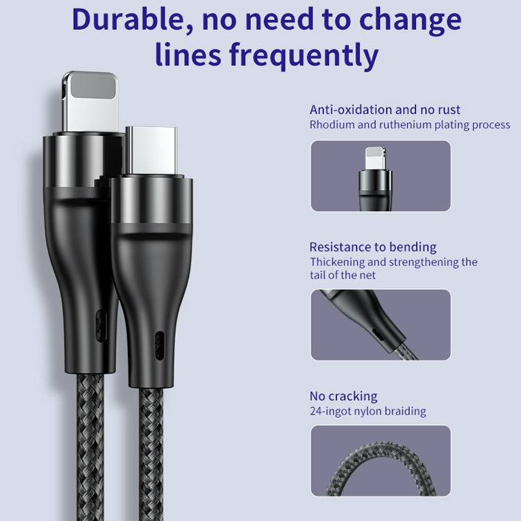ADC-003 USB-C / Type-C to 8 Pin PD Fast Charging Weave Data Cable for iPhone, iPad, Length:1m(Grey) - Normal Style Cable by PMC TechLife | Online Shopping South Africa | PMC TechLife