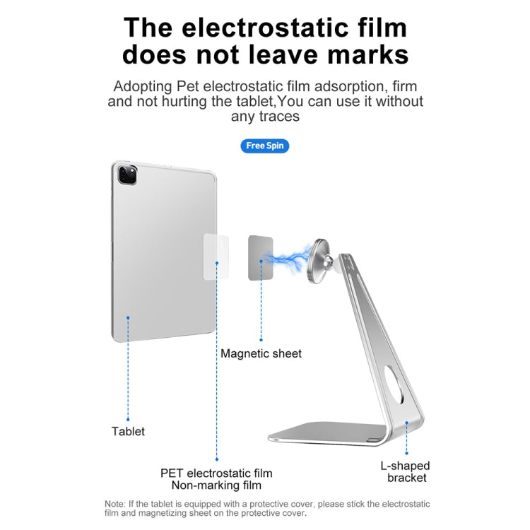 R-JUST PB01 L-shaped Magnetic Rotatable Aluminum Alloy Mobile Phones Tablets Holder(Silver) - Desktop Holder by R-JUST | Online Shopping South Africa | PMC Jewellery