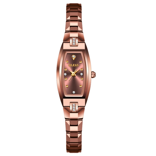 OLEVS 5501 Diamond Small Dial Tungsten Steel Bracelet Quartz Watch for Ladies(Rose Gold) - Metal Strap Watches by OLEVS | Online Shopping South Africa | PMC Jewellery | Buy Now Pay Later Mobicred