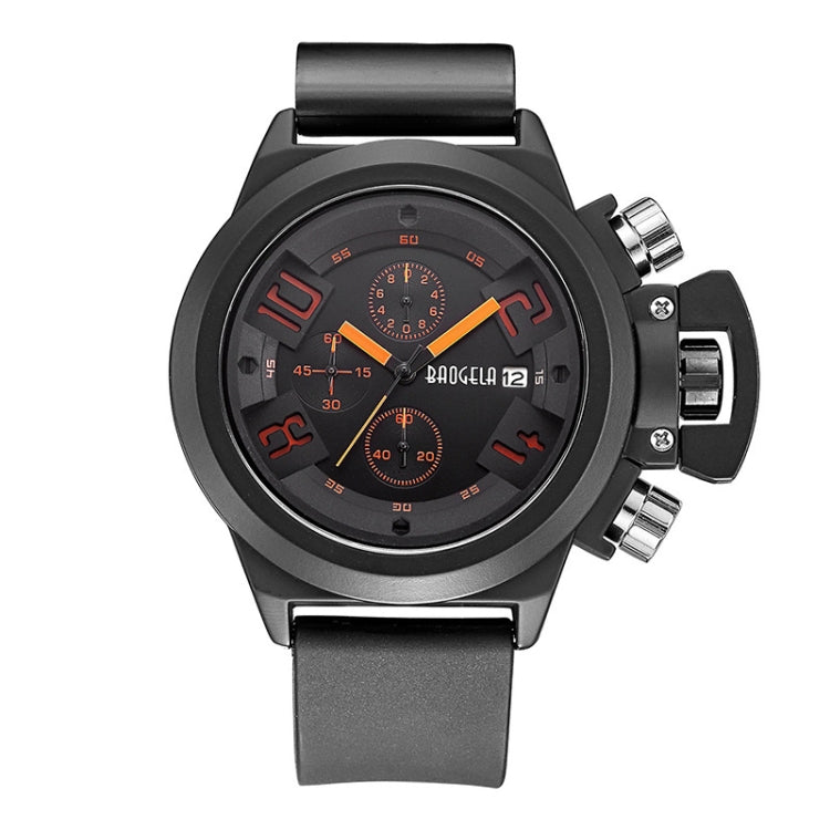 BAOGELA 1606 Small Three-pin Luminous Chronograph Silicone Strap Quartz Watch For Men(Orange) - Silicone Strap Watches by BAOGELA | Online Shopping South Africa | PMC Jewellery | Buy Now Pay Later Mobicred