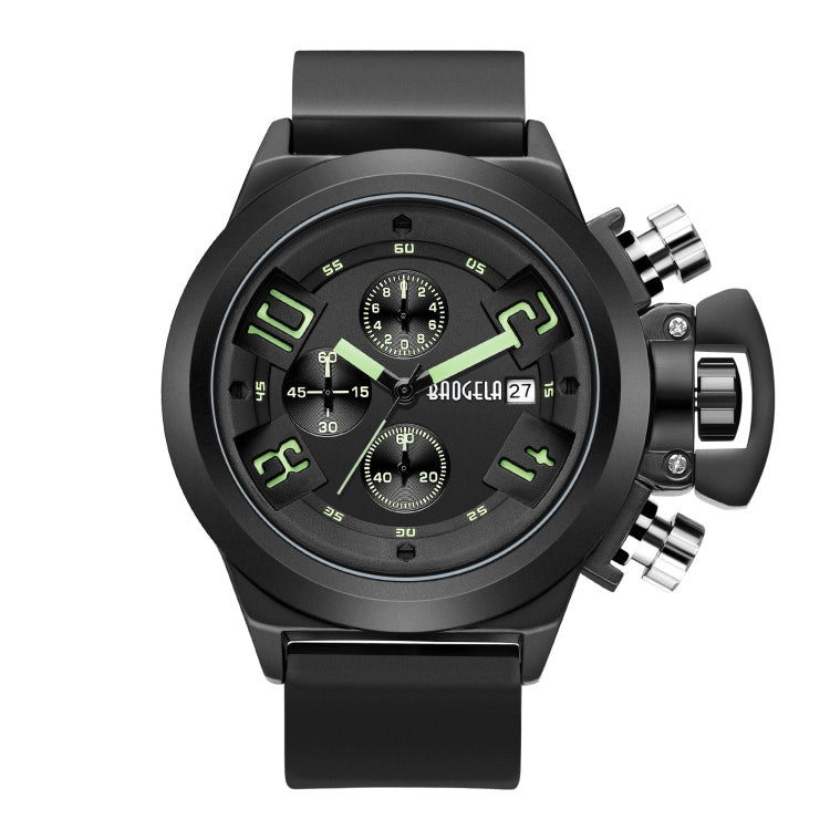 BAOGELA 1606 Small Three-pin Luminous Chronograph Silicone Strap Quartz Watch For Men(Green) - Silicone Strap Watches by BAOGELA | Online Shopping South Africa | PMC Jewellery | Buy Now Pay Later Mobicred