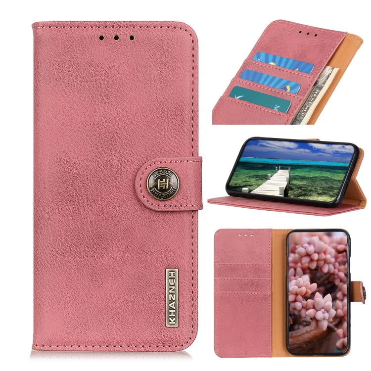 For Motorola Moto E40/E20/E30/Lenovo K14 Plus KHAZNEH Cowhide Texture Horizontal Flip Leather Phone Case(Pink) - Motorola Cases by PMC TechLife | Online Shopping South Africa | PMC TechLife | Buy Now Pay Later Mobicred