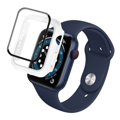 IMAK Shockproof PC Protective Case with Tempered Glass Film For Apple Watch Series 6 & SE & 5 & 4 44mm(White) - Watch Cases by imak | Online Shopping South Africa | PMC Jewellery | Buy Now Pay Later Mobicred