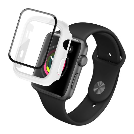 IMAK Shockproof PC Protective Case with Tempered Glass Film For Apple Watch Series 3 & 2 & 1 42mm(White) - Watch Cases by imak | Online Shopping South Africa | PMC Jewellery | Buy Now Pay Later Mobicred