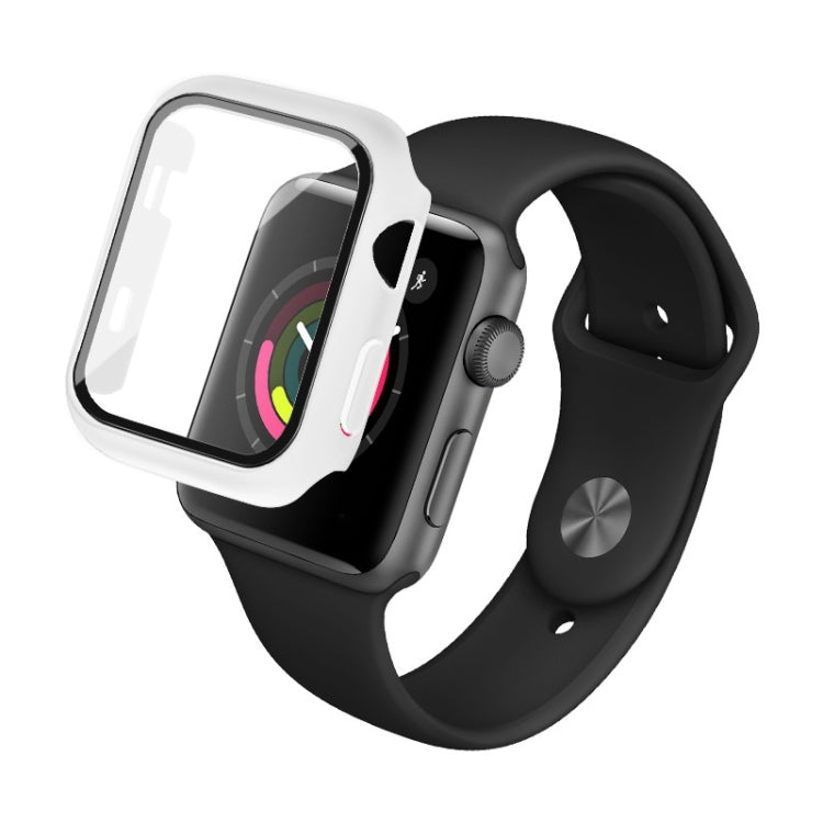 IMAK Shockproof PC Protective Case with Tempered Glass Film For Apple Watch Series 3 & 2 & 1 42mm(White) - Watch Cases by imak | Online Shopping South Africa | PMC Jewellery | Buy Now Pay Later Mobicred