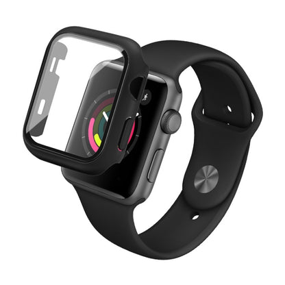 IMAK Shockproof PC Protective Case with Tempered Glass Film For Apple Watch Series 3 & 2 & 1 42mm(Black) - Watch Cases by imak | Online Shopping South Africa | PMC Jewellery | Buy Now Pay Later Mobicred