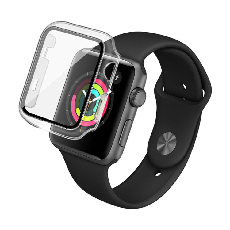 IMAK Shockproof PC Protective Case with Tempered Glass Film For Apple Watch Series 3 & 2 & 1 38mm(Transparent) - Watch Cases by imak | Online Shopping South Africa | PMC Jewellery | Buy Now Pay Later Mobicred