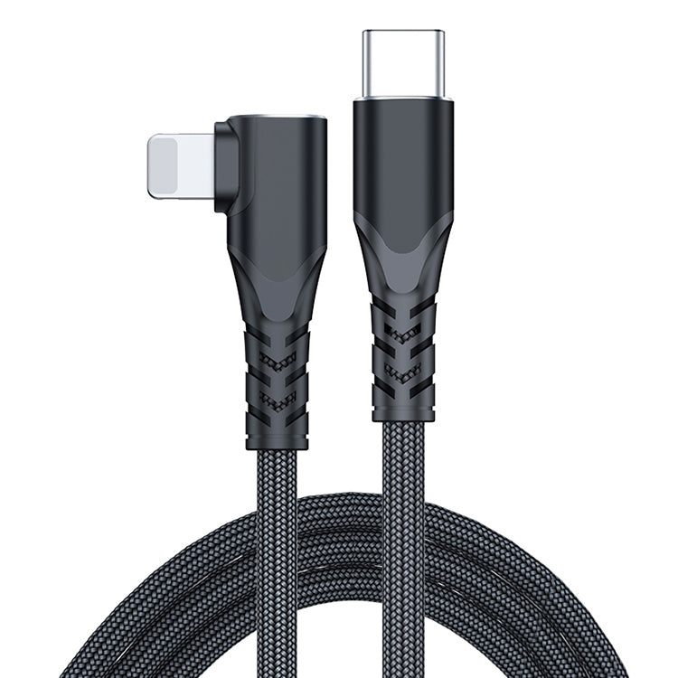 A6 PD 20W USB-C / Type-C to 8 Pin Elbow Data Cable for iPhone, iPad, Length:2m(Black) - Normal Style Cable by PMC TechLife | Online Shopping South Africa | PMC TechLife