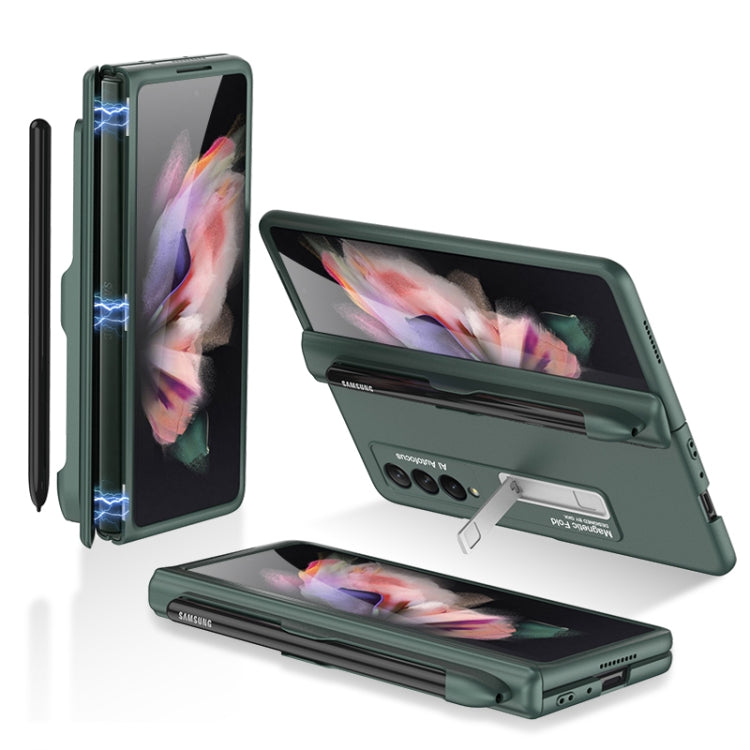 For Samsung Galaxy Z Fold3 5G GKK Magnetic Full Coverage Phone Flip Case with Pen Slot(Dark Green) - Galaxy Phone Cases by GKK | Online Shopping South Africa | PMC Jewellery | Buy Now Pay Later Mobicred