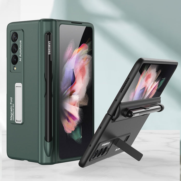 For Samsung Galaxy Z Fold3 5G GKK Magnetic Full Coverage Phone Flip Case with Pen Slot(Dark Green) - Galaxy Phone Cases by GKK | Online Shopping South Africa | PMC Jewellery | Buy Now Pay Later Mobicred