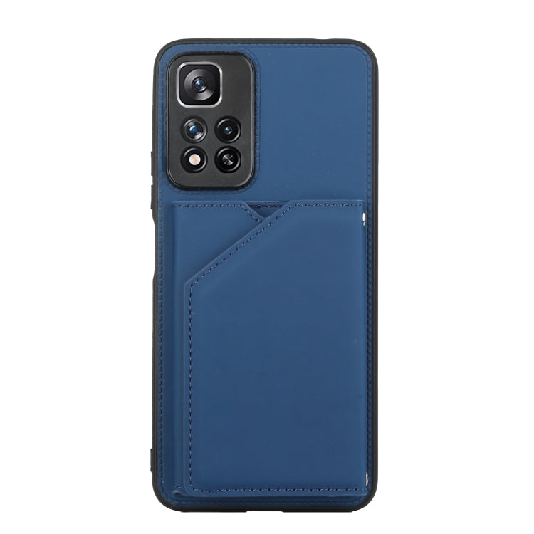 For Xiaomi Redmi Note 11 Pro Skin Feel PU + TPU + PC Phone Case with Card Slots(Blue) - Redmi Note 11 Pro Case by PMC TechLife | Online Shopping South Africa | PMC TechLife