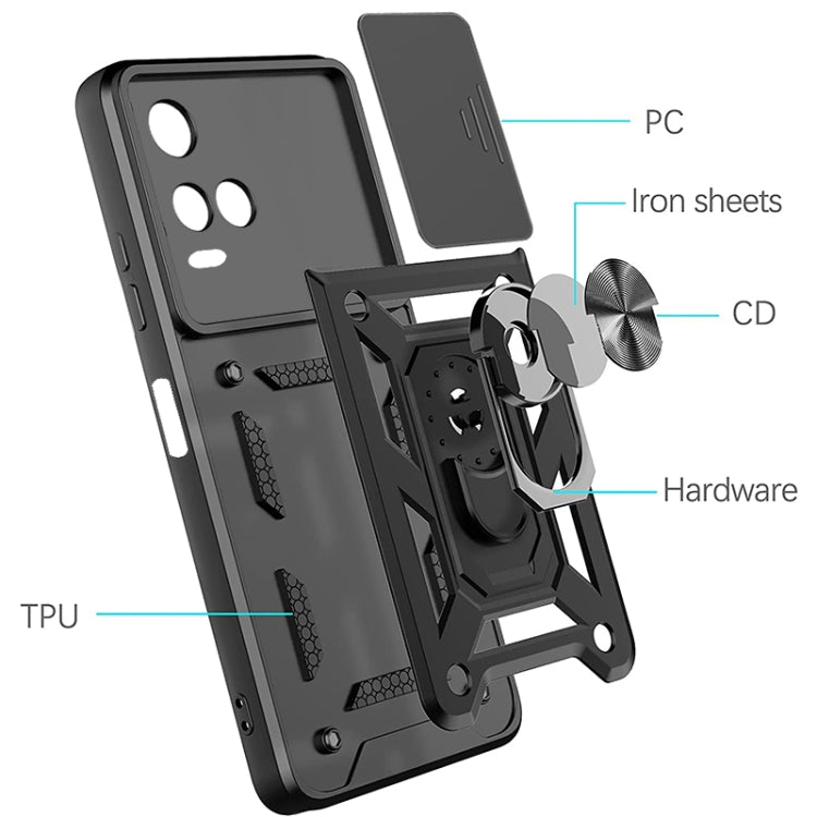 For vivo Y21s Sliding Camera Cover TPU+PC Phone Case(Black) - vivo Cases by PMC TechLife | Online Shopping South Africa | PMC TechLife | Buy Now Pay Later Mobicred