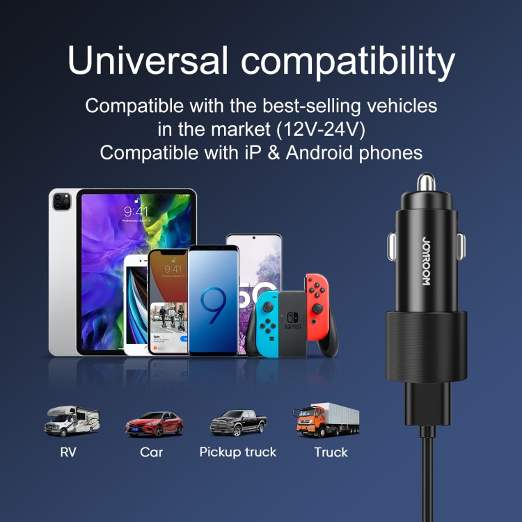 JOYROOM JR-CL10 4.8A Dual USB Car Charger with 3 In 1 Charging Cable(Black) - Car Charger by JOYROOM | Online Shopping South Africa | PMC Jewellery