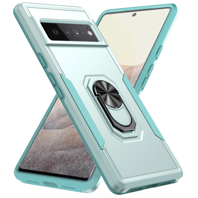 For Google Pixel 6 Pro Pioneer Armor Heavy Duty PC + TPU Holder Phone Case(Green) - Google Cases by PMC TechLife | Online Shopping South Africa | PMC TechLife | Buy Now Pay Later Mobicred